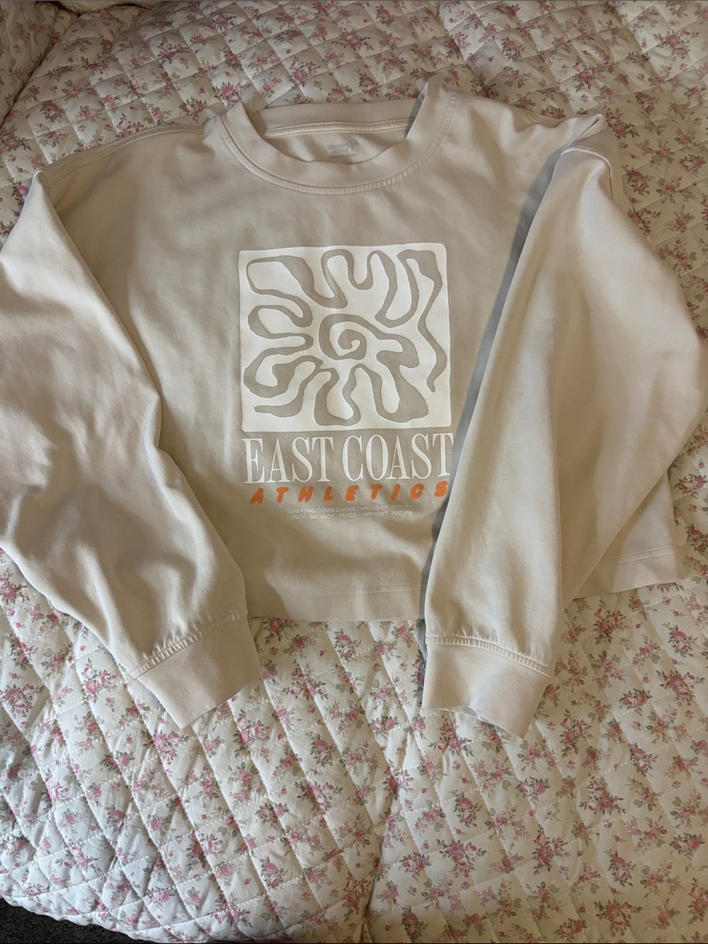East Coast Athletics Cream Logo Cropped Sweatshirt